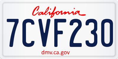 CA license plate 7CVF230