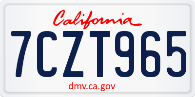 CA license plate 7CZT965