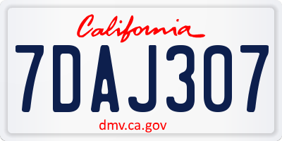 CA license plate 7DAJ307