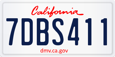 CA license plate 7DBS411
