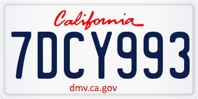 CA license plate 7DCY993
