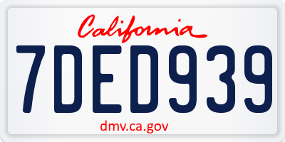 CA license plate 7DED939