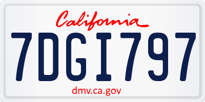 CA license plate 7DGI797