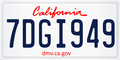 CA license plate 7DGI949