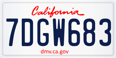 CA license plate 7DGW683