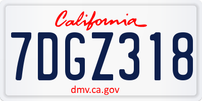 CA license plate 7DGZ318