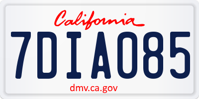 CA license plate 7DIA085