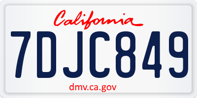CA license plate 7DJC849