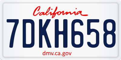 CA license plate 7DKH658