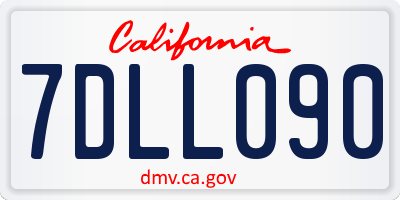 CA license plate 7DLL090