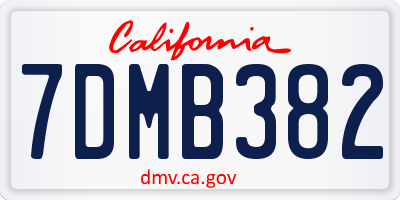 CA license plate 7DMB382