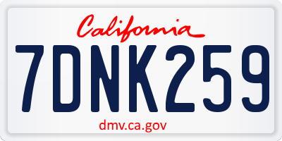 CA license plate 7DNK259
