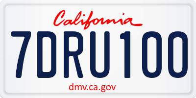CA license plate 7DRU100