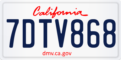 CA license plate 7DTV868