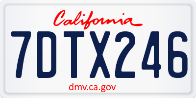 CA license plate 7DTX246