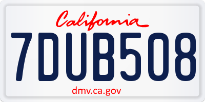CA license plate 7DUB508