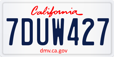 CA license plate 7DUW427