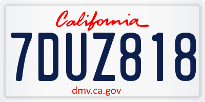 CA license plate 7DUZ818