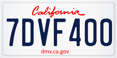 CA license plate 7DVF400