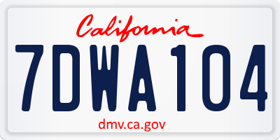 CA license plate 7DWA104