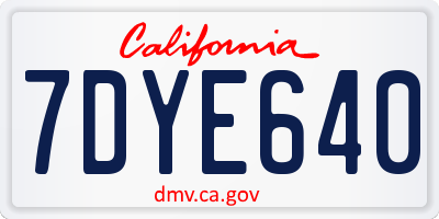 CA license plate 7DYE640