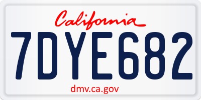 CA license plate 7DYE682