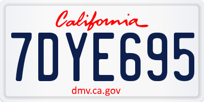 CA license plate 7DYE695