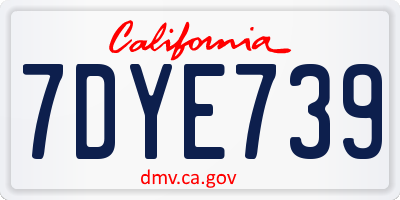 CA license plate 7DYE739