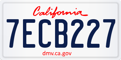CA license plate 7ECB227