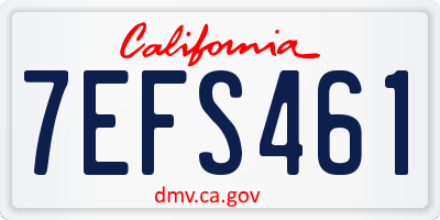 CA license plate 7EFS461