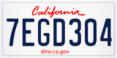 CA license plate 7EGD304