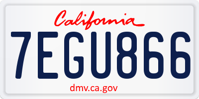 CA license plate 7EGU866