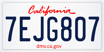 CA license plate 7EJG807