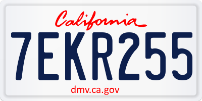 CA license plate 7EKR255