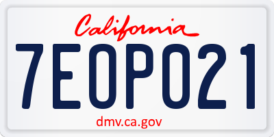 CA license plate 7EOP021