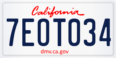 CA license plate 7EOT034