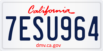 CA license plate 7ESU964