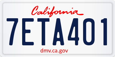 CA license plate 7ETA401