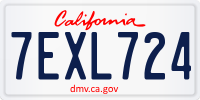 CA license plate 7EXL724