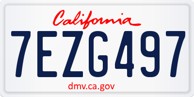 CA license plate 7EZG497