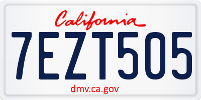 CA license plate 7EZT505