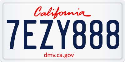 CA license plate 7EZY888