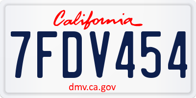 CA license plate 7FDV454