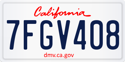 CA license plate 7FGV408