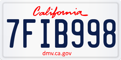 CA license plate 7FIB998