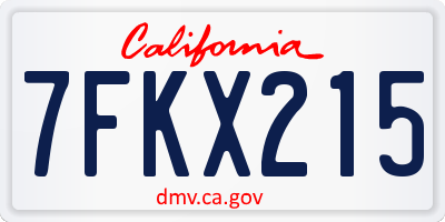 CA license plate 7FKX215