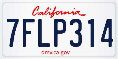 CA license plate 7FLP314