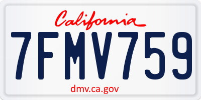 CA license plate 7FMV759