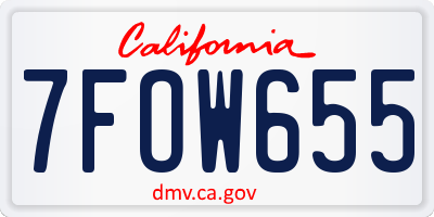 CA license plate 7FOW655