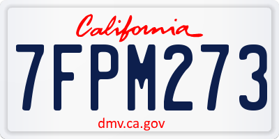 CA license plate 7FPM273